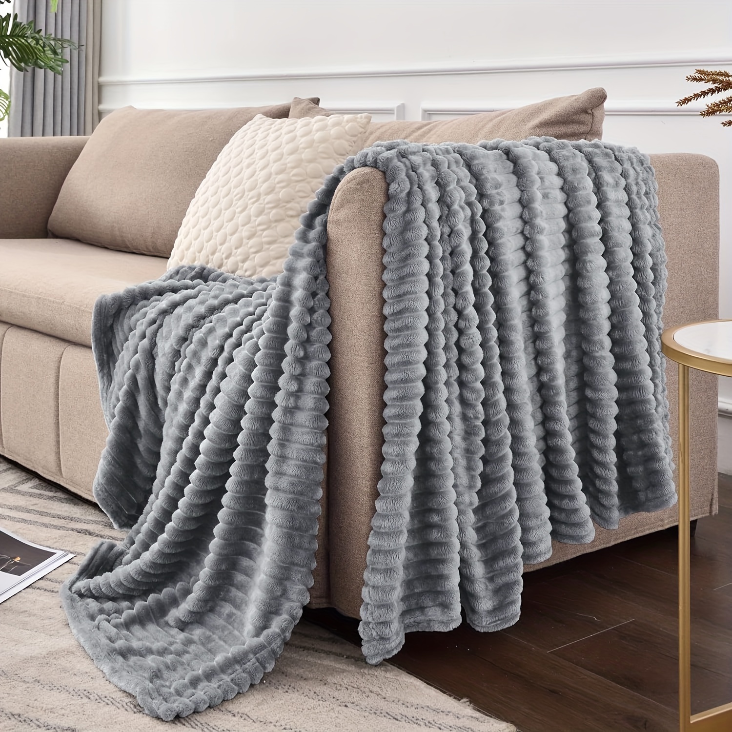 Ribbed Knit Chunky Knit Blanket- hot Decorative Throw Blanket