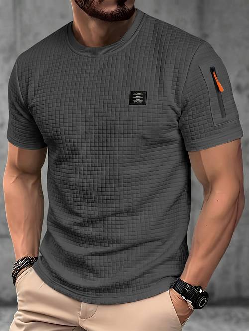 herren sommer fitness schlichtes strandurlaub alltags freizeit kurzarm-t-shirt mit reißverschluss