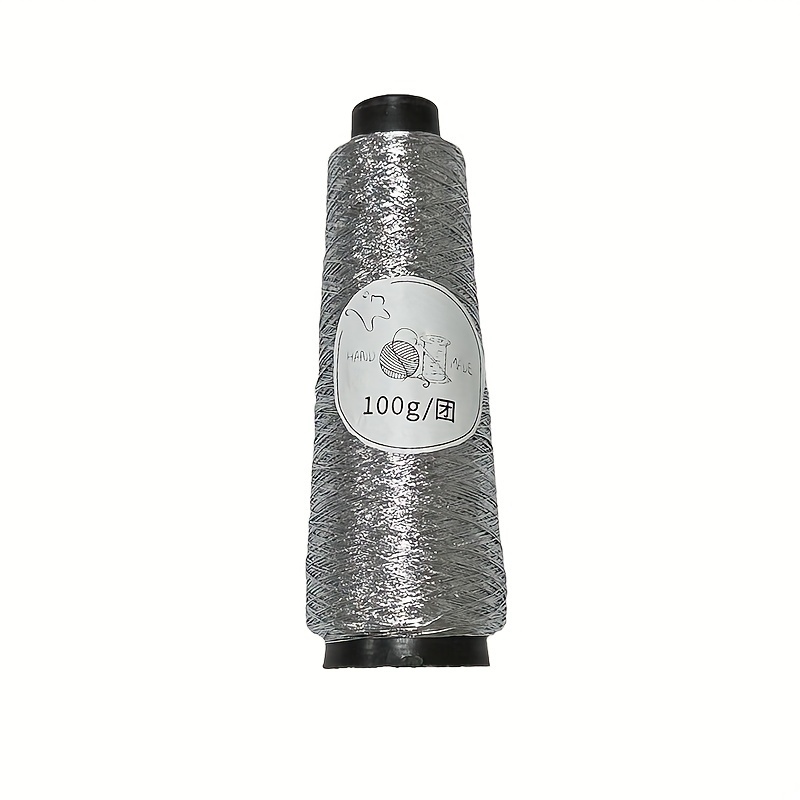 E-shop 100g-Packung von 1mm, 100% Polyesterfaser, Super Glänzendes Kleines Silbernes Fadenkern-Garn für Handgemachte , Körbe und Hüte,