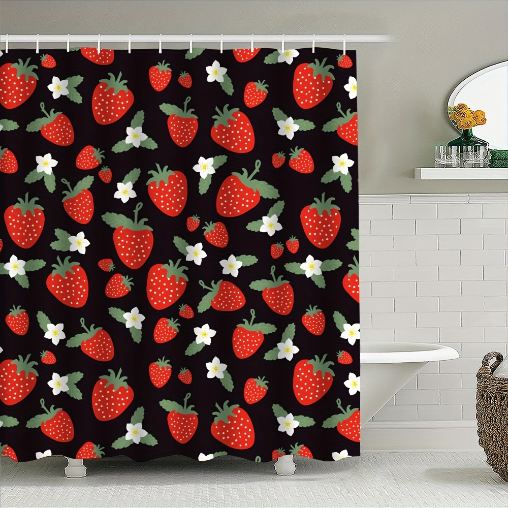 

Strawberry Bliss Shower Curtain - Durable, Machine Washable Bathroom Decor With Oversized Fruit Print, Privacy Window Cover Shower Curtain Sets For Bathrooms Shower Curtain For Bathrooms