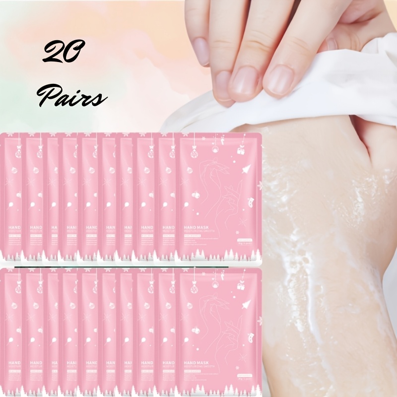 20 Pair Goat Milk& Nicotinamide Hand Masks, Hypoallergenic, Moisturizing, Glycerin-infused, Unscented, For Smooth& For Men& Women
