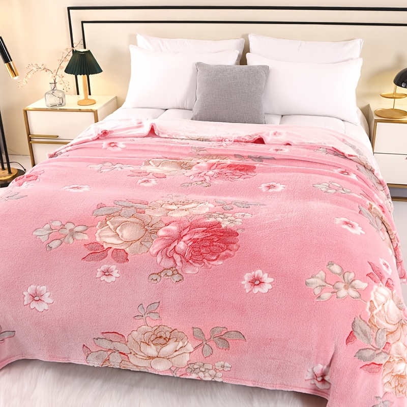 TEMU A Cozy Floral Fleece Blanket Suitable For