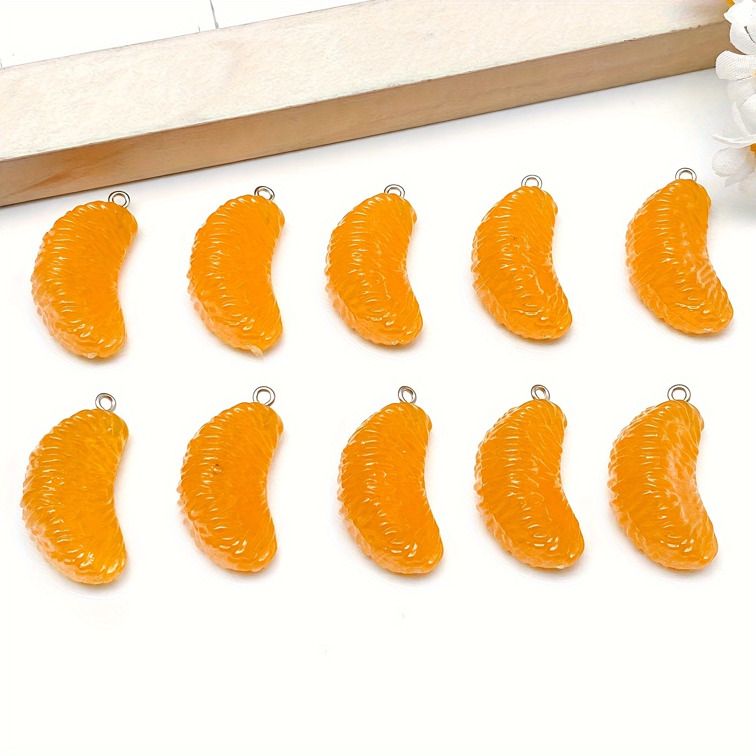 

10pcs 18*33mm Resin Orange Slice Charms, Elegant Fruit Pendants For Making, Necklaces, Bracelets, Earrings Accessories