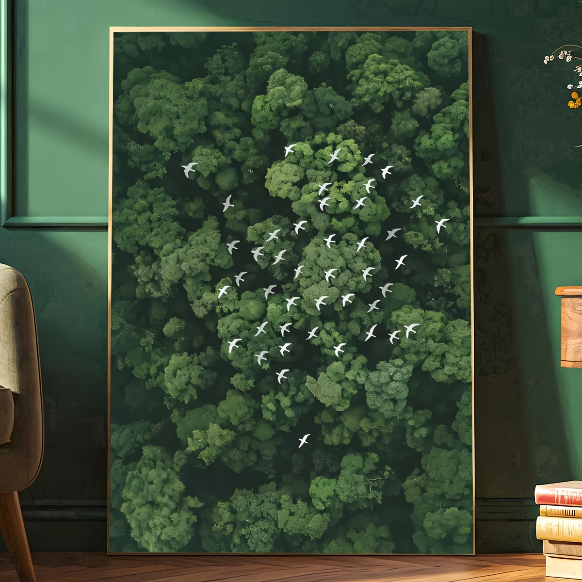 TEMU 2d Flat, 1pc Frameless Forest Bird Arrow Poster, Landscape Art Canvas Painting, Art, Birthday Gift, Living Room, Bedroom, Kitchen, Bathroom,
