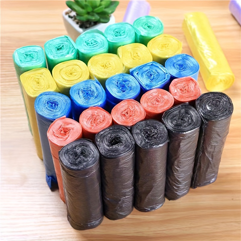 TEMU 10 Rolls/200 Pcs, Disposable Thin Trash Bags, Pouch Storage Small Garbage Bags, Colorful Home & Outdoor Waste Bin Liners, Leak-proof, For Car, Office, Pet Waste