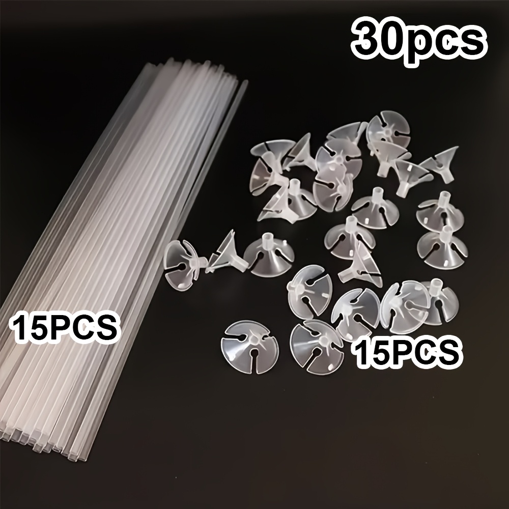 TEMU Set di componenti coordinati per palloncini da festa da 30 pezzi, pesanti, trasparenti e riutilizzabili (15 aste per palloncini basi fisse), set