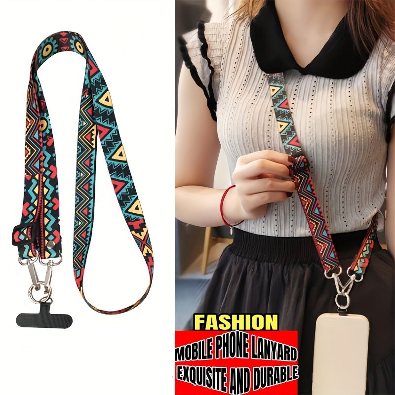 

An Adjustable Vintage Totem Phone Strap, A Wide Crossbody Strap For Women, High-end Long Hanging Chain That Around The Neck Without Choking, Stylish Electronic Accessory For Phone Cases.