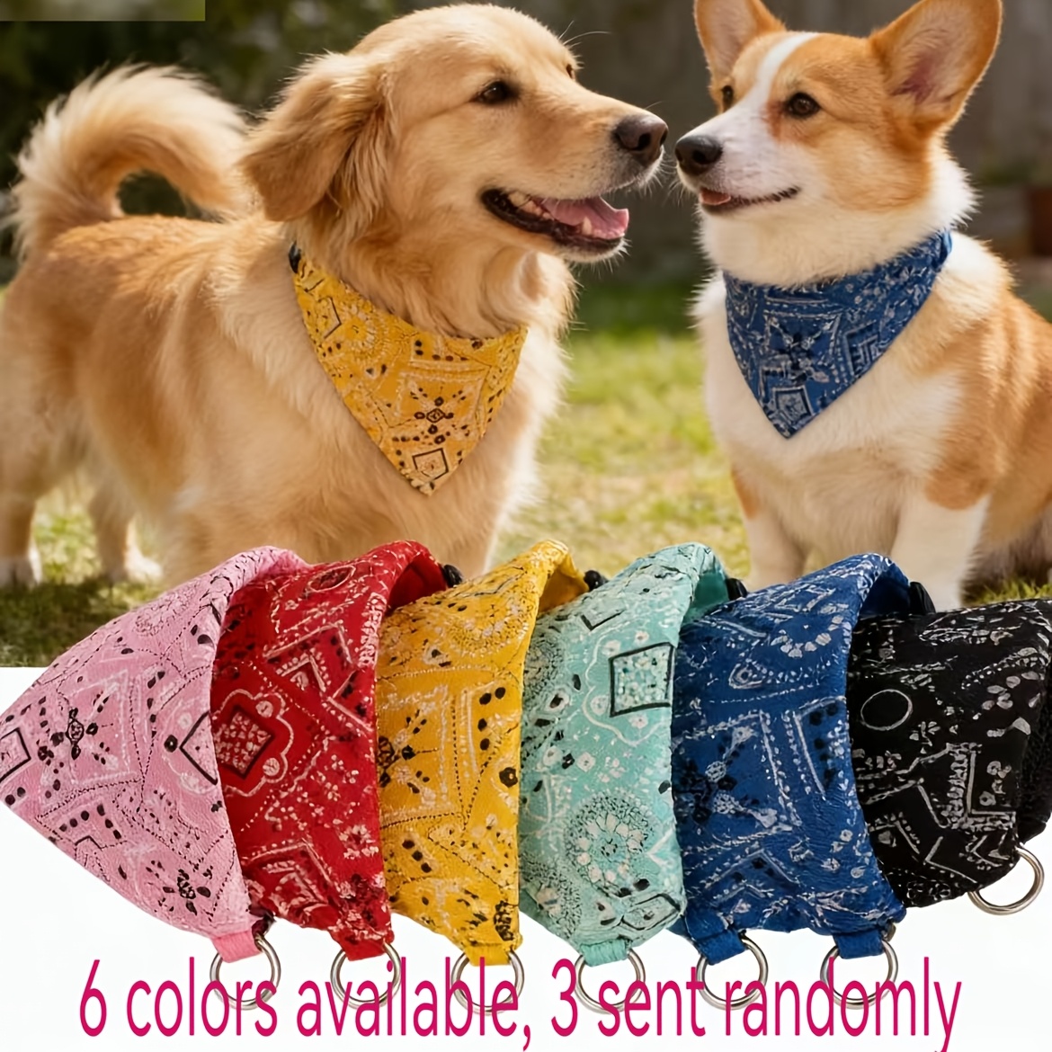 3pcs Triangle Pet Bibs In 6 Random Colors, Adjustable And Elastic, Suitable For Small Cats And Small Dogs, Serves As A Drool Towel