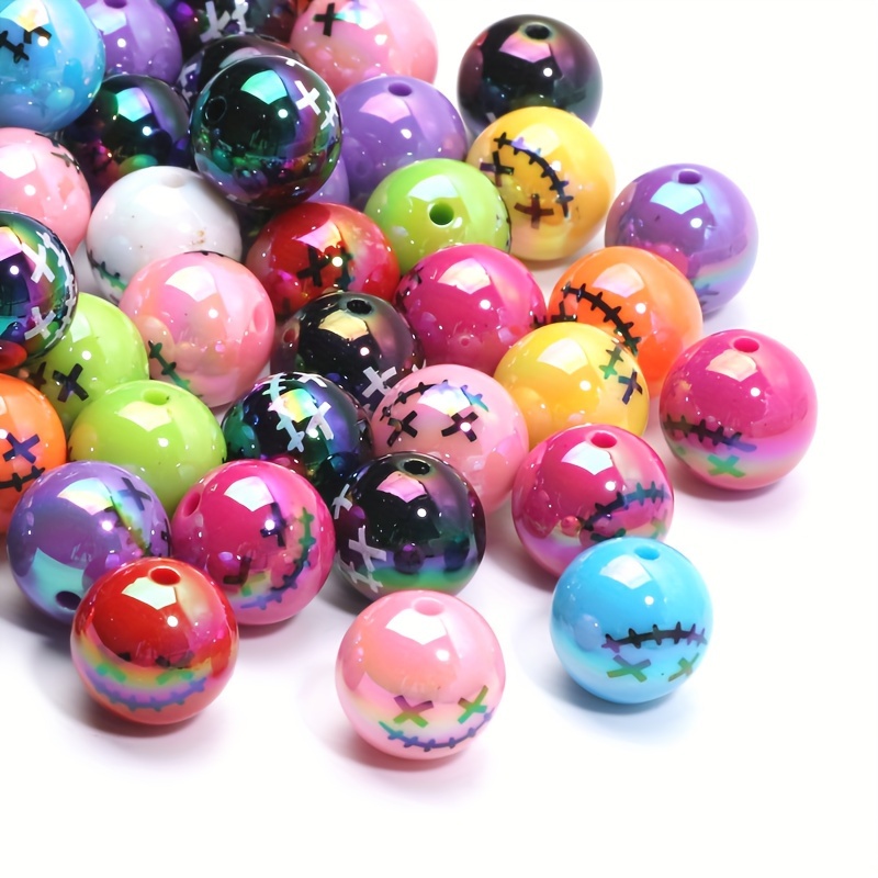 

16mm Halloween Acrylic Beads - Mixed Ab Color, Round Loose Beads For Diy Bracelets & Necklaces