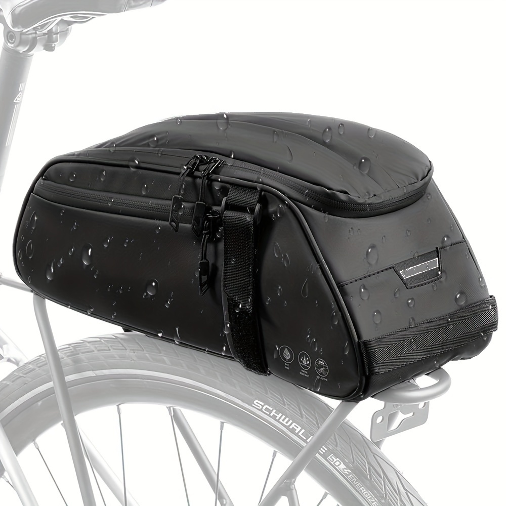 

Reflective Rear Rack Bag, Water Resistant Bike Panniers For Bicycles, 8l Trunk Cycling Back Seat Cargo Carrier Storage Pouch With Shoulder Strap For Travel Commute