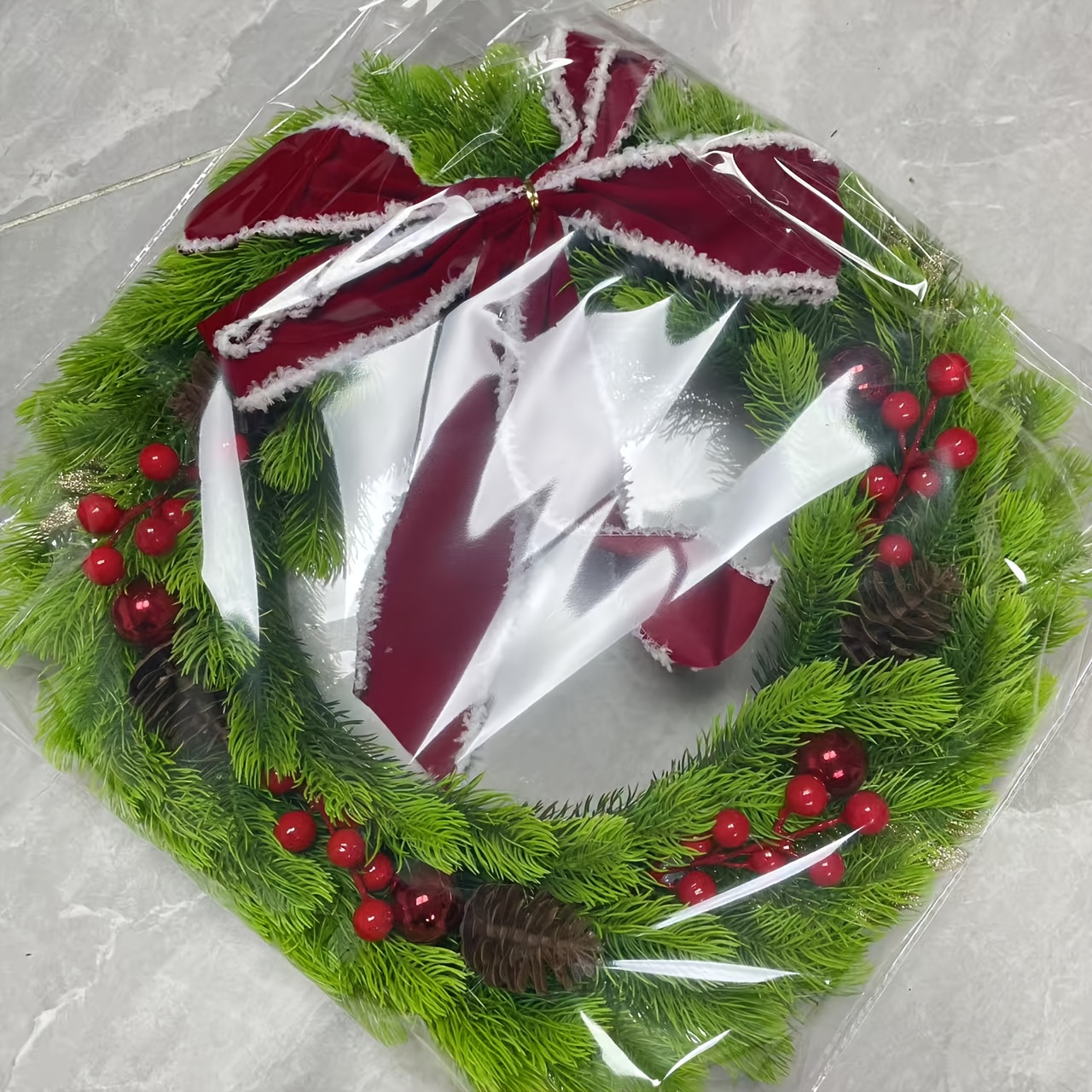 Image of 1pc, 50cm/19.68inch, Christmas Wreath, Christmas Decorations, Christmas Gifts, Christmas, Wreath. (without Lights)