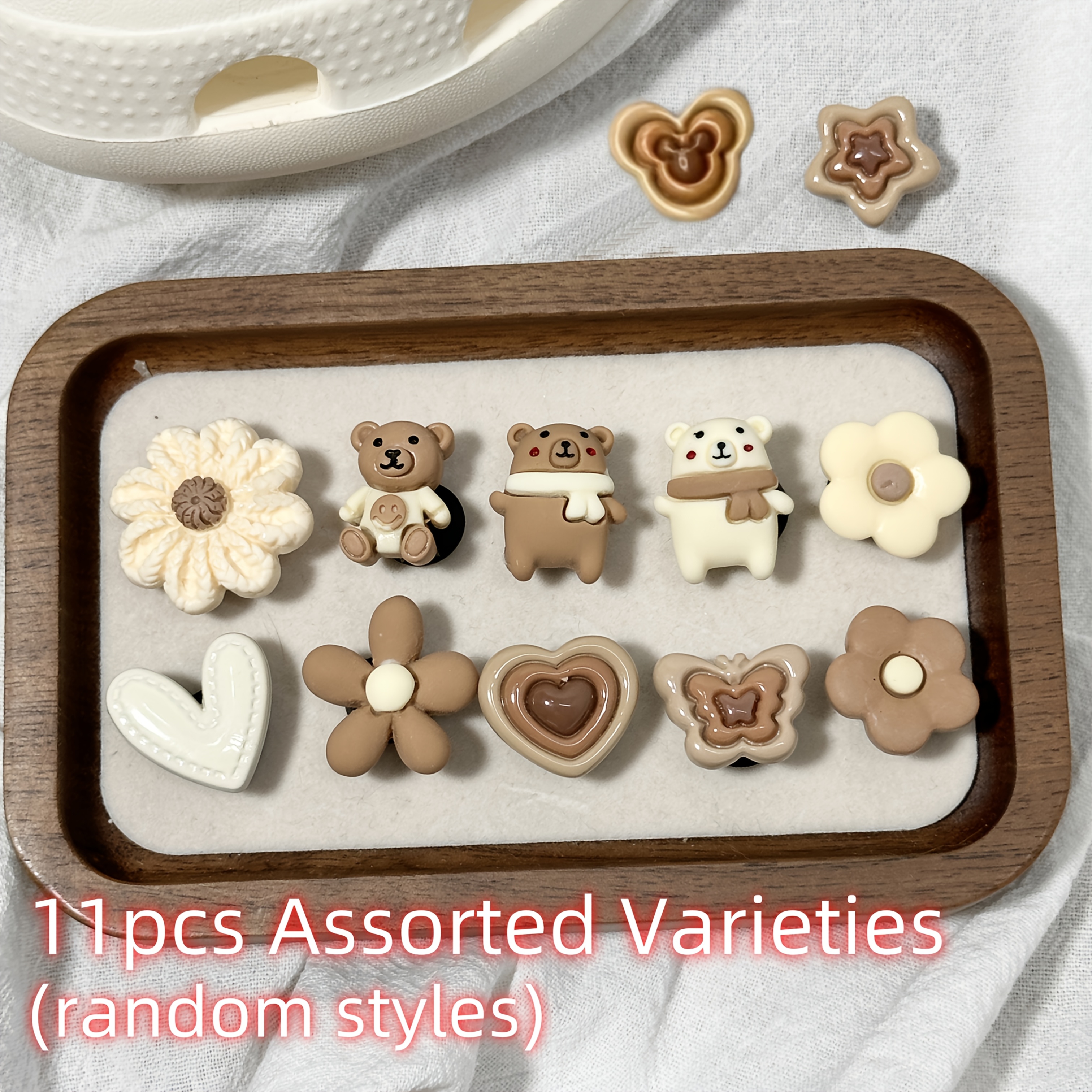 Image of Personalize Your Steps With 11pcs Random Bear Family Shoe Charms For Clogs & Sandals - Stylish, Versatile & Easy-to-use Accessories, Footwear Customization | Familythemed Charms | Plastic Shoe Charms