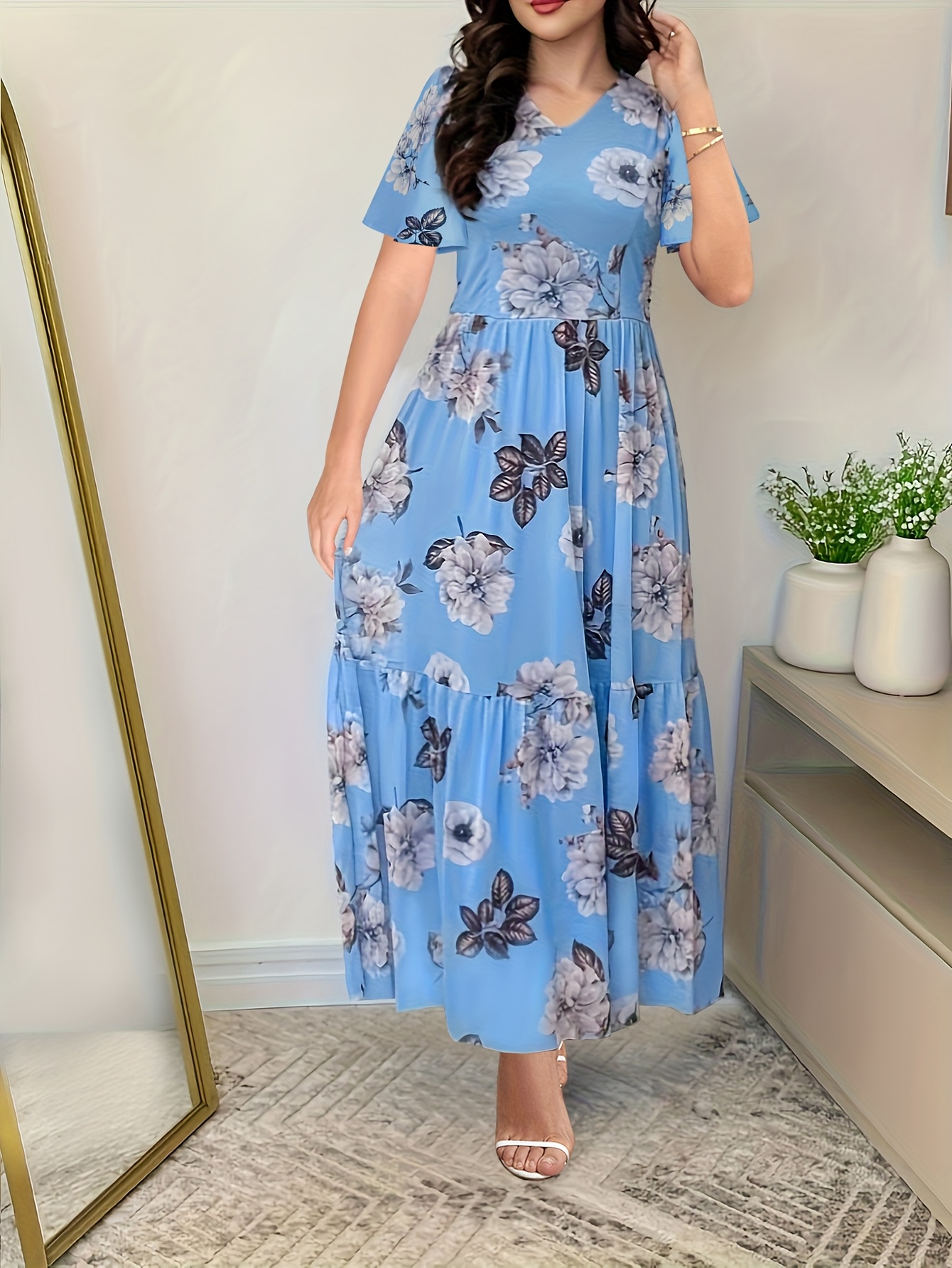 Empire Waist Maxi Dress Target AUSELILY Women's Summer Empire Waist Dress  Casual Flowy Beach Dress Cotton Summer Dresses