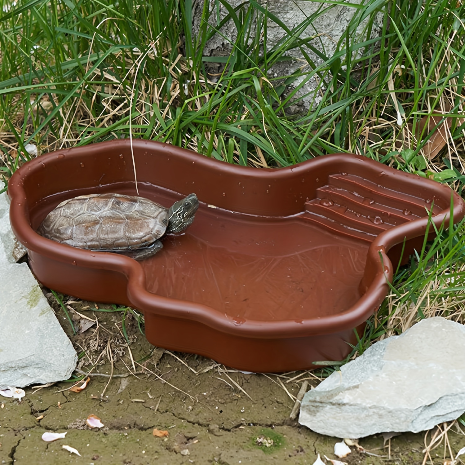 HPDL Large Reptile Water Bowl Turtle Bath Bowl For Food Bath And