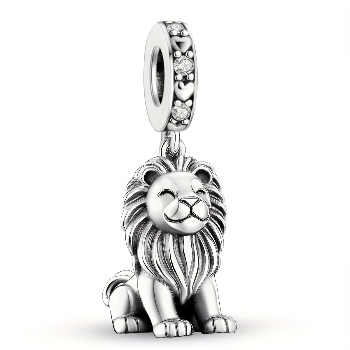 1pc Lion Pendant, 925 Silver Plated Pendant Fit Bracelet Bangle Necklace, Jewelry Making Additions Valentine's Day Mother's Day Gift For Women