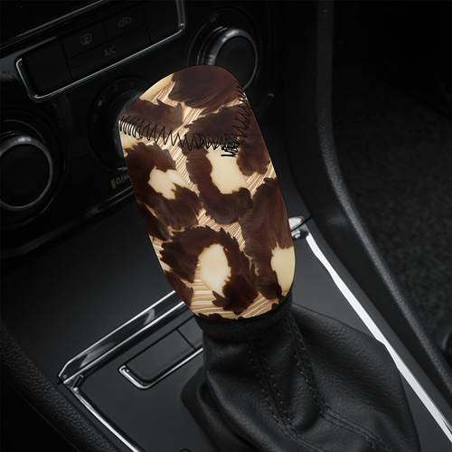 1pc car gear shift cover leopard print faux fur texture polyester fiber gear knob cover easy to care for and clean protects gear shift reduces wear and scratches extends service life