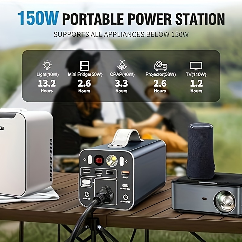 

Portable Power Station, 42000mah Laptop Power Bank With 150w Ac Outlet, Dual Way 65w Pd/usb-c Port, Laptop Charger Battery Backup Power Supply For Outdoor Camping Home Emergency Outage