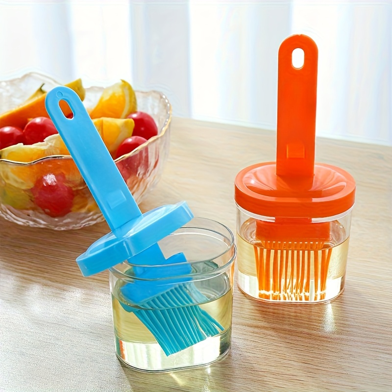 2 in 1 silicone basting brush with integrated oil dispenser heat resistant   kitchen tool suitable for grilling and baking