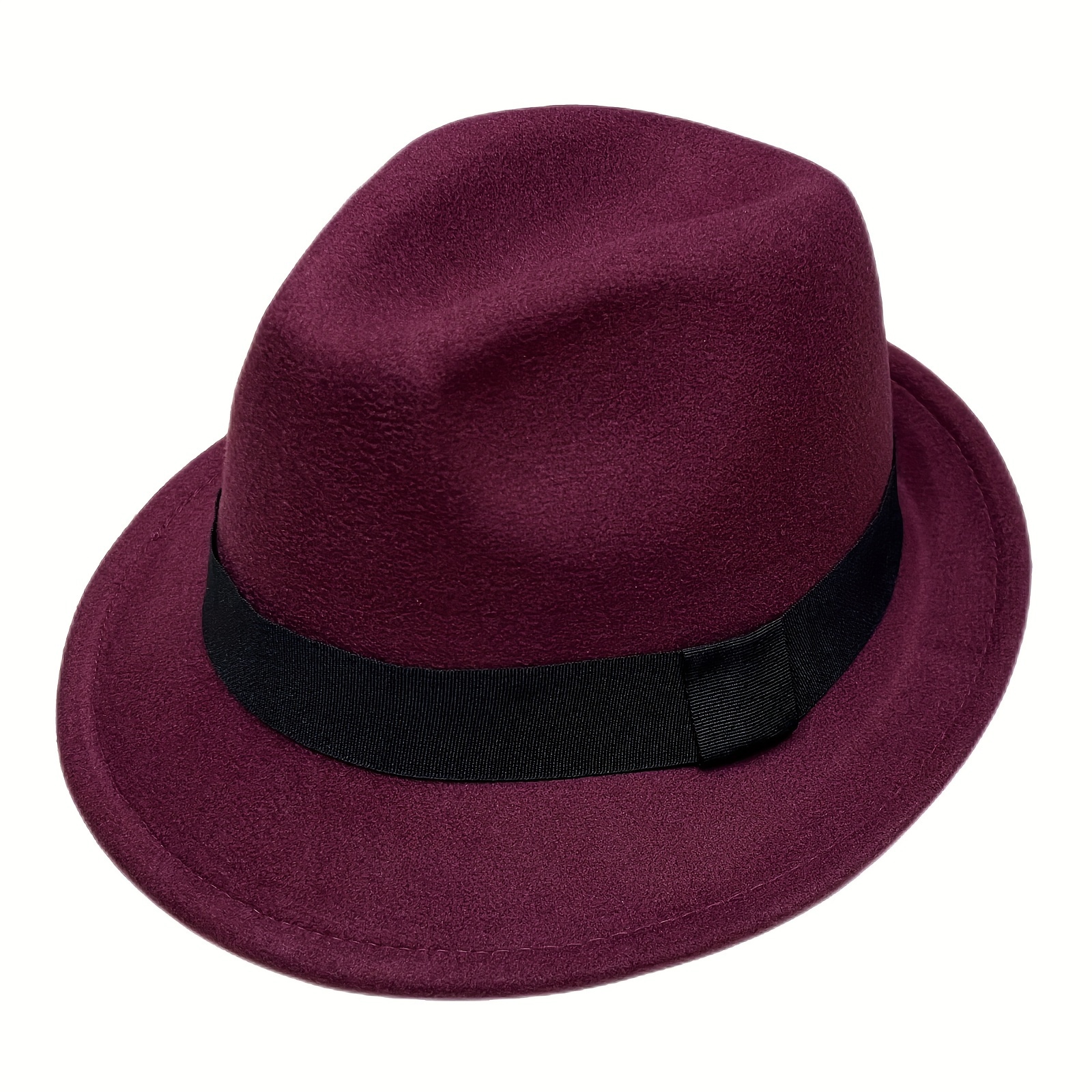 Burgundy Mature 1pc Hat, Men's Small Brim Sunscreen Panama Hat,Temu