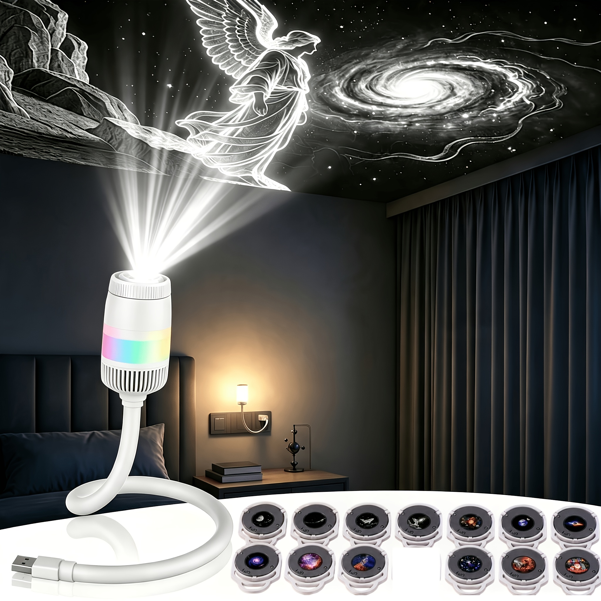 TEMU Milky Way Projector, Starry Sunset Lamp, Indoor Night Light, Aurora Astronomical Museum Mini Usb Starry Space Man Dream Ceiling Wall Night Light