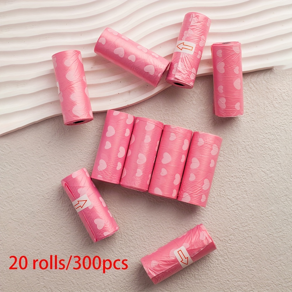 E-shop 10 Rollen/150 Stück, 20 Rollen/300 Stück Müllbeutel mit Herz-Muster, Leicht zu Reinigen, 15 Beutel/Rolle, Dick, Langlebig, Geruchsdicht, Ideal