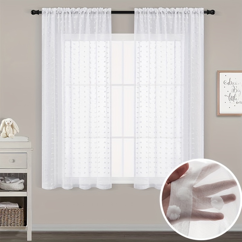 Image of 1pc Of Adorable White Short Curtains Suitable For Living Rooms And Bedrooms, Perfect For Stylish And ', As Well As Kitchens And Small Drapes