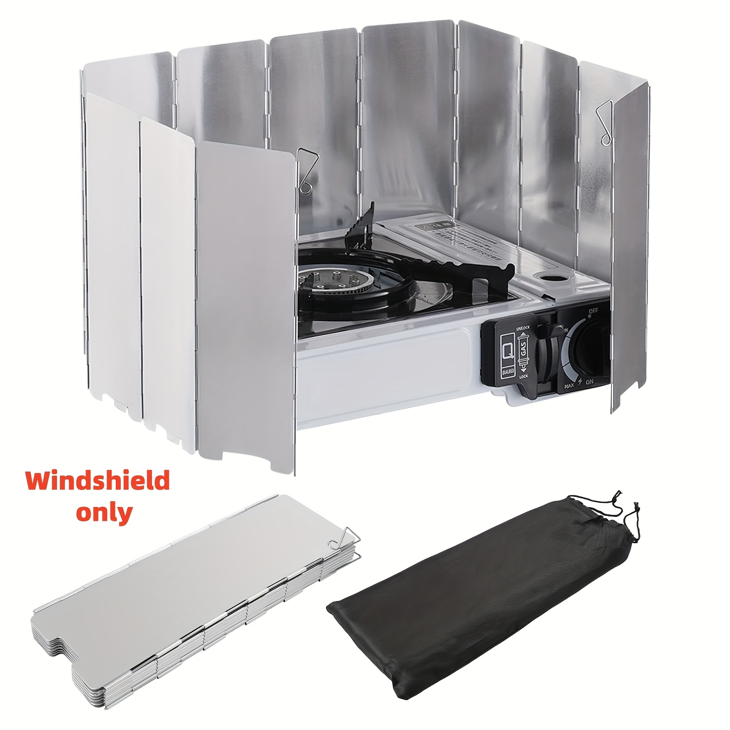TEMU 12pcs Of Windshields For Stoves - Suitable For Gas Stoves/camping Stoves, Measuring 100cm*24cm - Lightweight Foldable Aluminum Windscreen, Comes