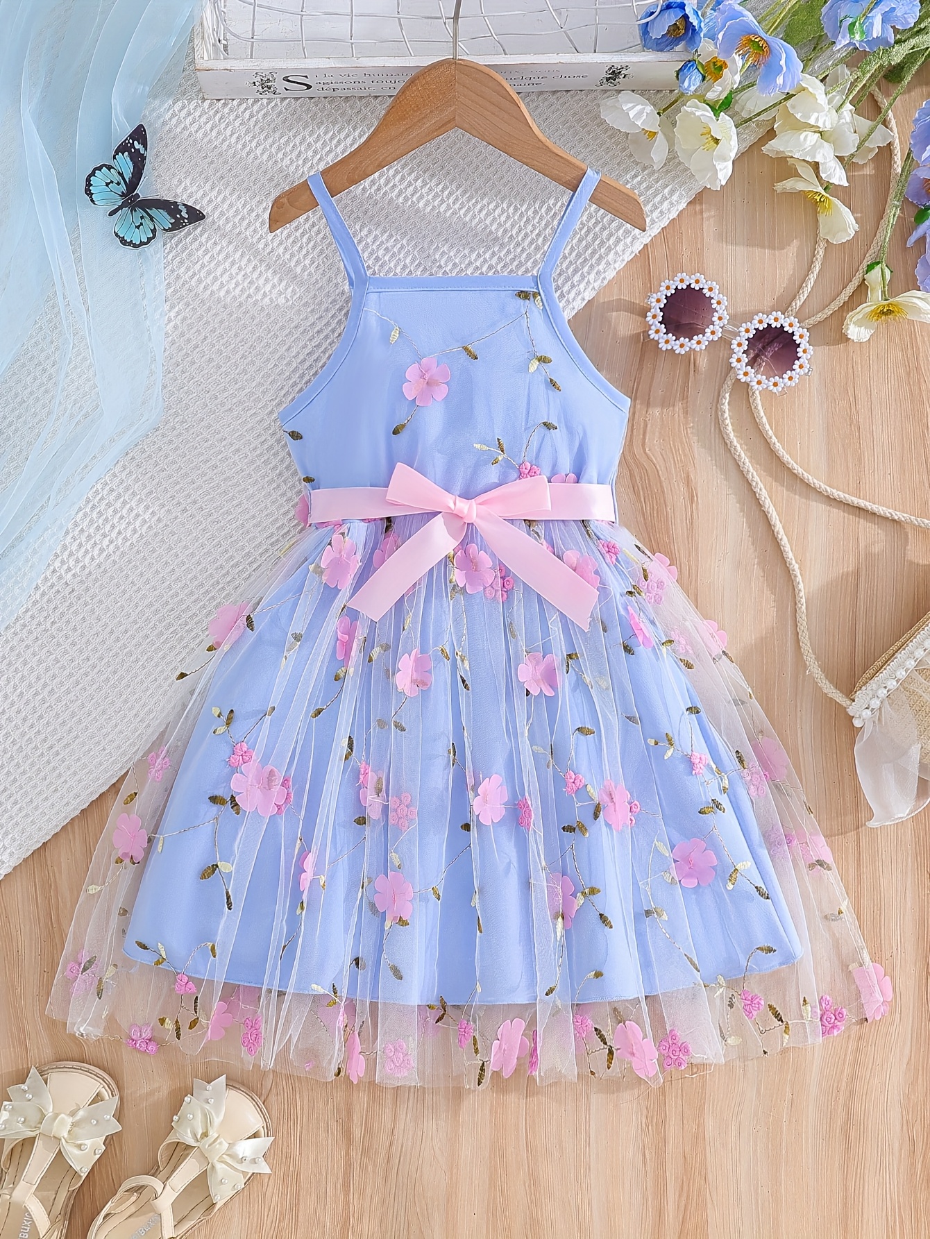 sachin and babi light blue dress Teen Girls Formal Party Dress Graduation Big Girls Long Garden Prom Dress  Petal Butterfly Flower Girls Dresses for Wedding Pink main image 1