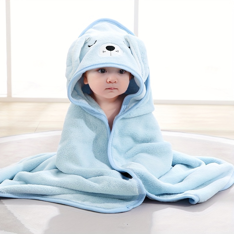 One or four adorable cartoon-design children's hooded coral velvet bath towels, perfect for newborns and kids aged 0-6 years. Highly absorbent baby wraps and blankets make great gifts for little ones