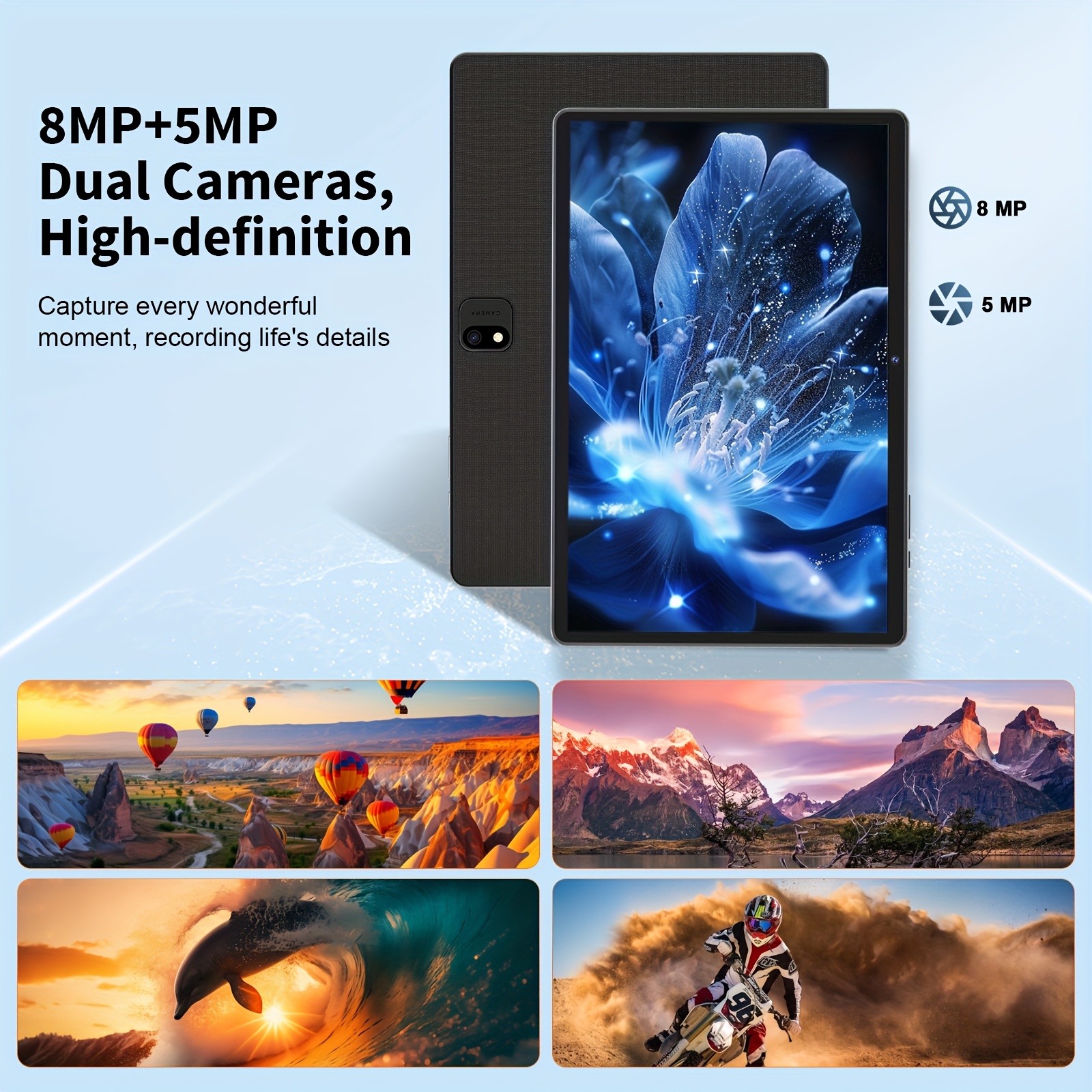 QDDQ 2025 Android 15 Tablet, met 26GB RAM (6GB + 20GB) en 256GB interne opslag, uitbreidbaar tot 1TB (SD-kaart niet inbegrepen). Deze Android Tablet wordt geleverd met een gratis toetsenbord, Pad Case, draadloze muis, stylus, een batterij, Tablet, Pad.