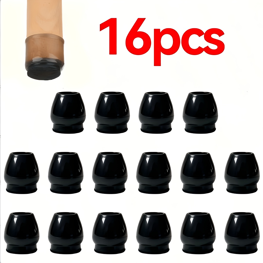 TEMU 16pcs Transparent Silicone Chair Leg Floor Protectors With Felt Non-slip Furniture Caps Polished End, Durable Scratch-resistant Covers For