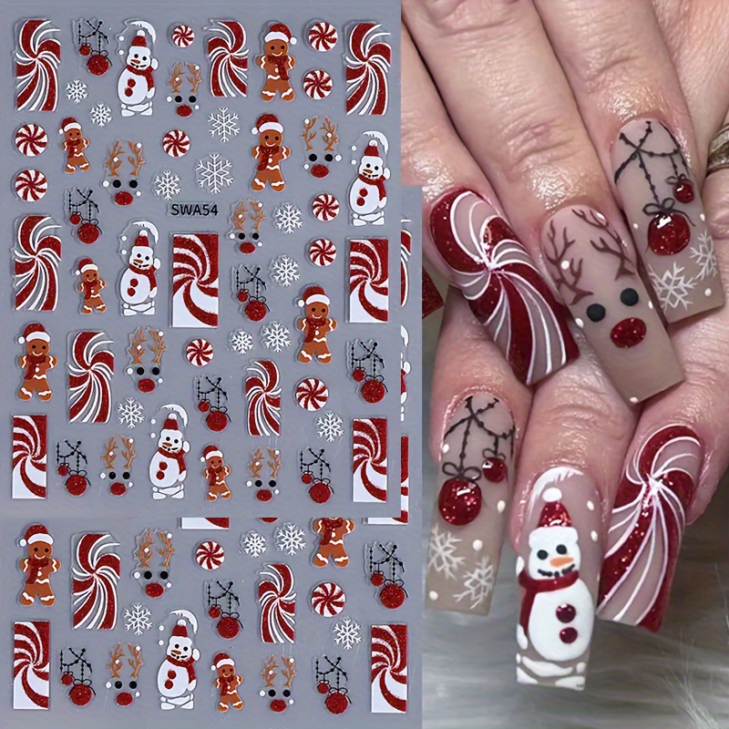 

Christmas Santa Claus Nail Art Stickers - Matte , Self-adhesive Resin Decals For , Cartoon Designs, Women & Girls, Christmas Nail Stickers