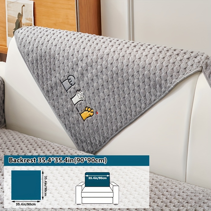 Image of A Honeycomb Velvet Sofa Cover, Embroidered And Pet-friendly, Thick Plush Furniture Protector, Non-slip Sectional Sofa Cover, Suitable For Bedroom, Office, Living Room Home Decor
