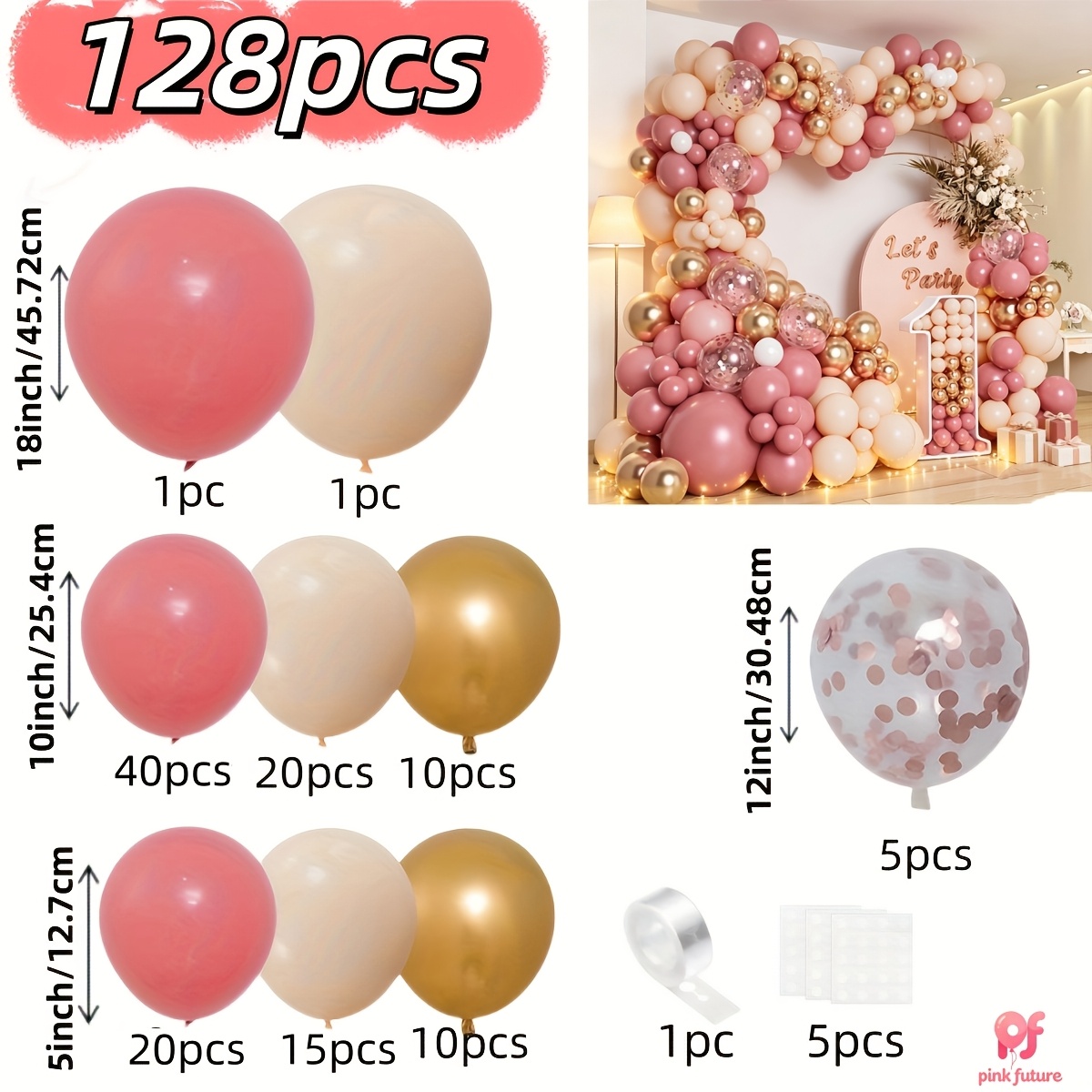 TEMU 128 Ballons en Latex Dorés Blanc Sable à Joues Poudré, Ballons à Multicolores Adaptés pour Anniversaire, du Sexe, Cadeau de Mariée, Mariage,