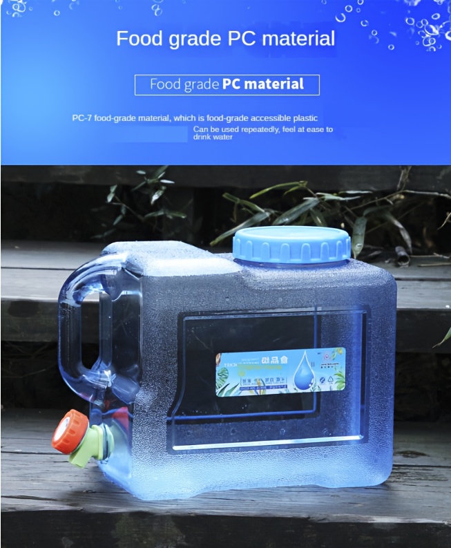 1pc portable water container with faucet 5l 1 32 gallon blue plastic water dispenser for pure drinking water suitable for home car travel and camping details 4