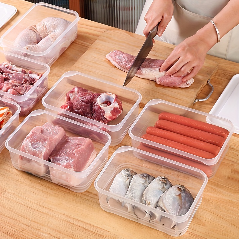 10 pack   bpa free pp material transparent refrigerator organizer bins with removable covers uncharged food storage containers for meat produce and lunch boxes kitchen accessories for dining and camping Product details 8