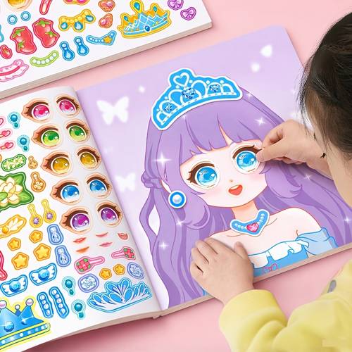 diy face sticker book with fashion doll design dress up game set reusable stickers for creative fun beautiful and interactive activities perfect as party favors or gifts for new year birthdays and christmas chinese version