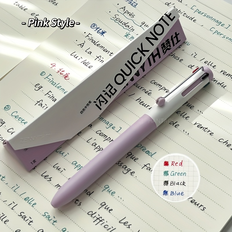TEMU 1pc Of Gel Pen In 4 Colors, Featuring A 0.5mm Quick-drying Tip, Available In Black, Red, Blue, And Green, Suitable For Office Use