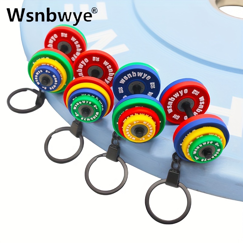 Wsnbwye Sporty Rubber Barbell Keychain - Unisex Colorful Dumbbell Keyring, PVC Material, Non-Plated, PU Coated, Non-Braided, Creative Fitness Accessory, Cartoon Decorative Charm for Gifting details 2