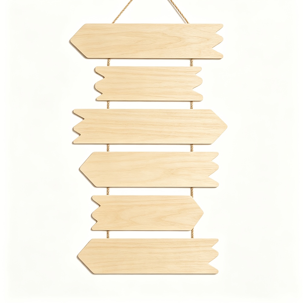 TEMU Wooden Arrow-shaped Sign, 5mm Thick Blank Wooden Sign, Suitable For Home Cafes, Rustic Style, Wall Decoration, For Hand-painting And Wall Art