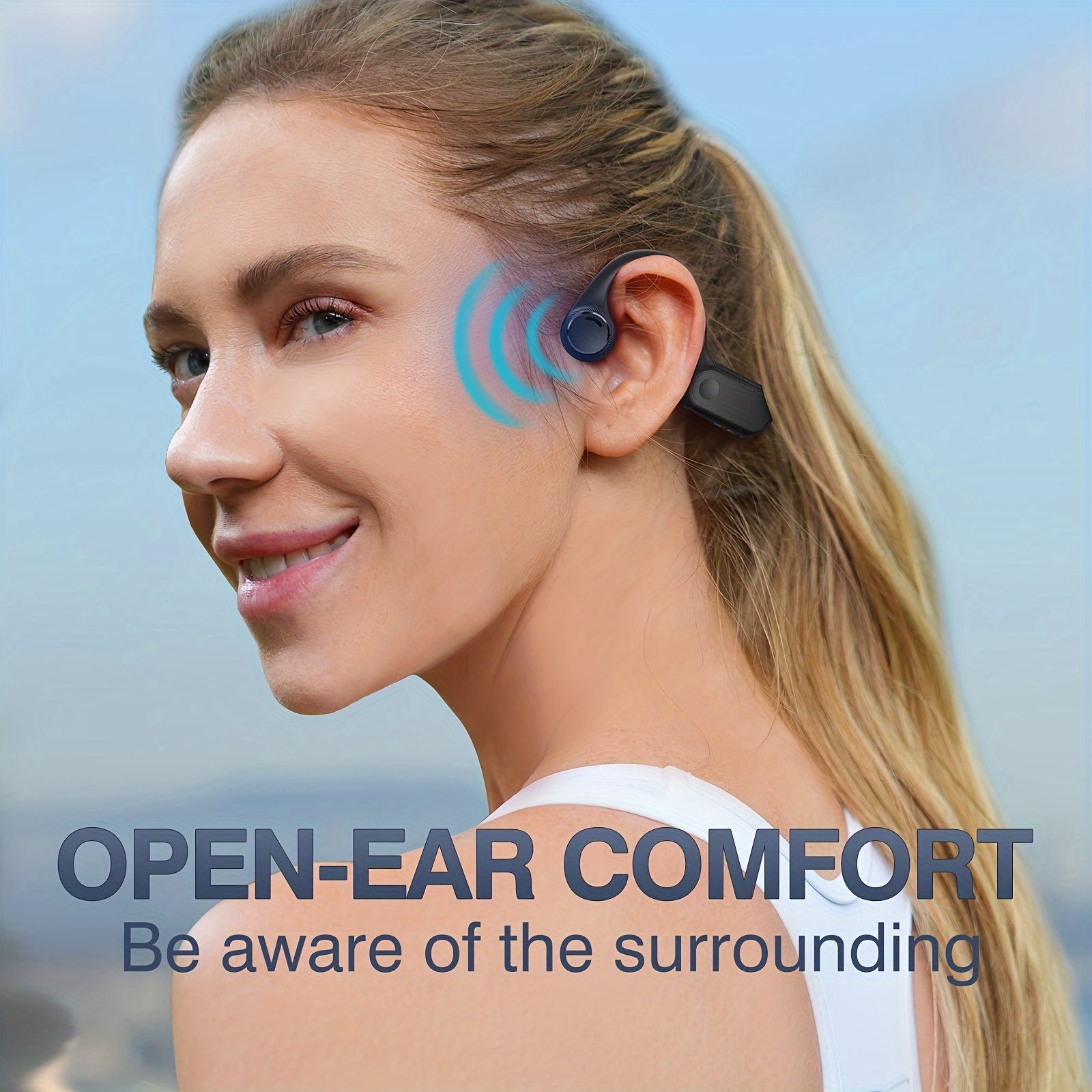 

Open Ear Air Conduction Headphones With Noise-canceling Mic, Sport Headphones, Open Ear Stereo Headphones Up To 8h Playtime, Wireless Headset For Running
