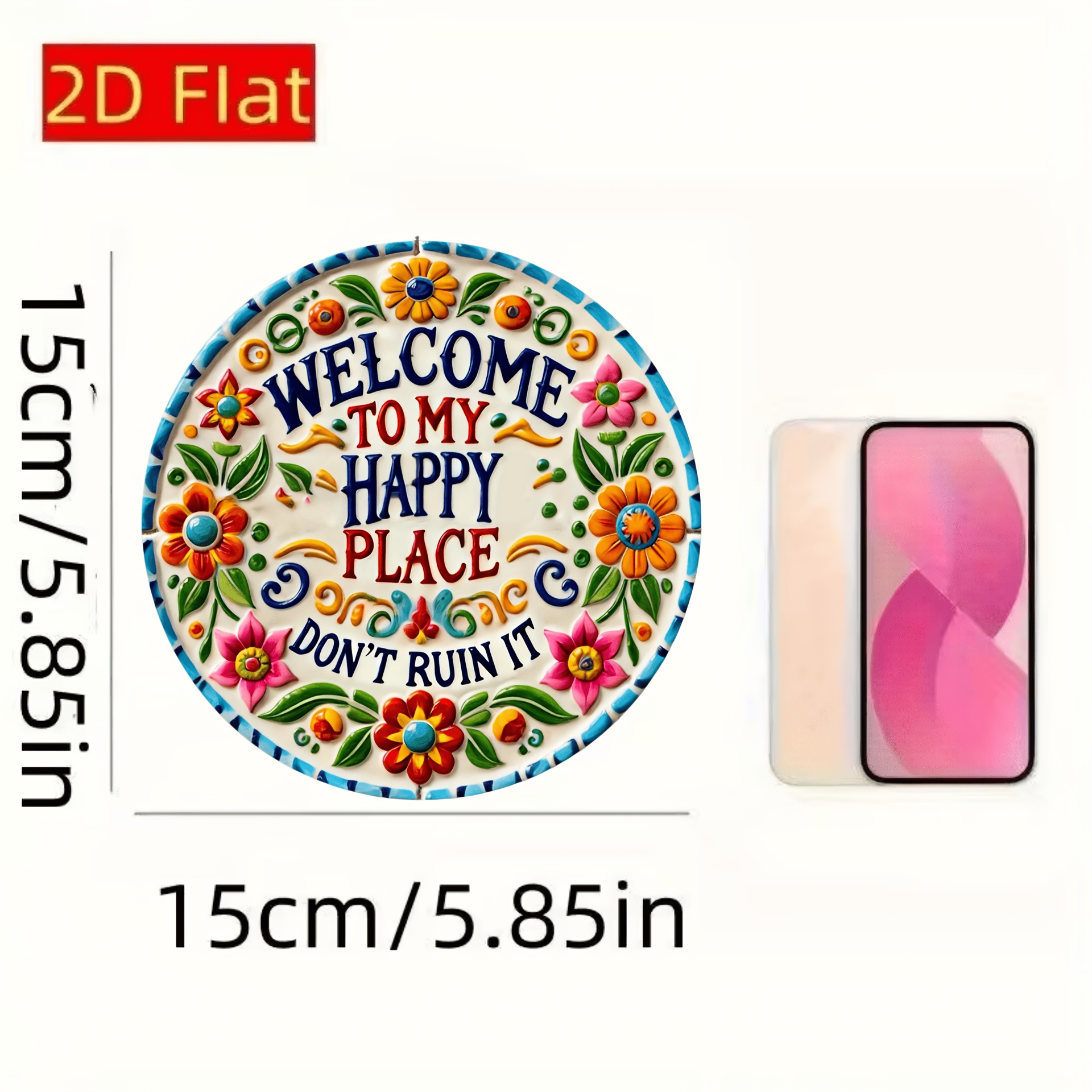 TEMU 2d Flat, 1pc Vintage "welcome To Don't Ruin It" Wooden Wall Sign - Round Suitable For Indoor/outdoor Decoration, Wood Plaque With Colorful ,
