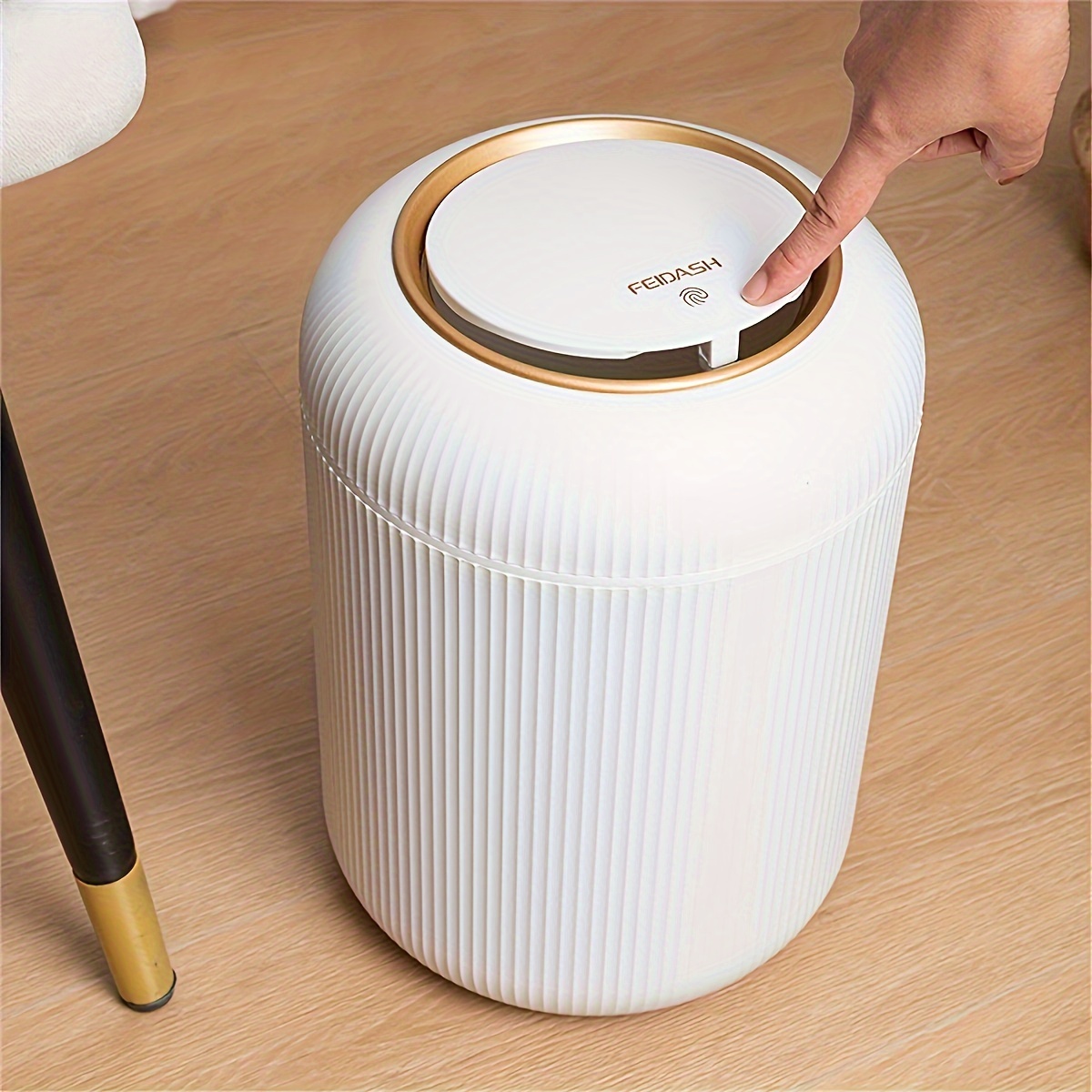 

9.5l Odor-removing Trash Can, Cylindrical Plastic Waste Bin For Home, Living Room, Bedroom, Bathroom, Office, Dorm - No Electricity Required