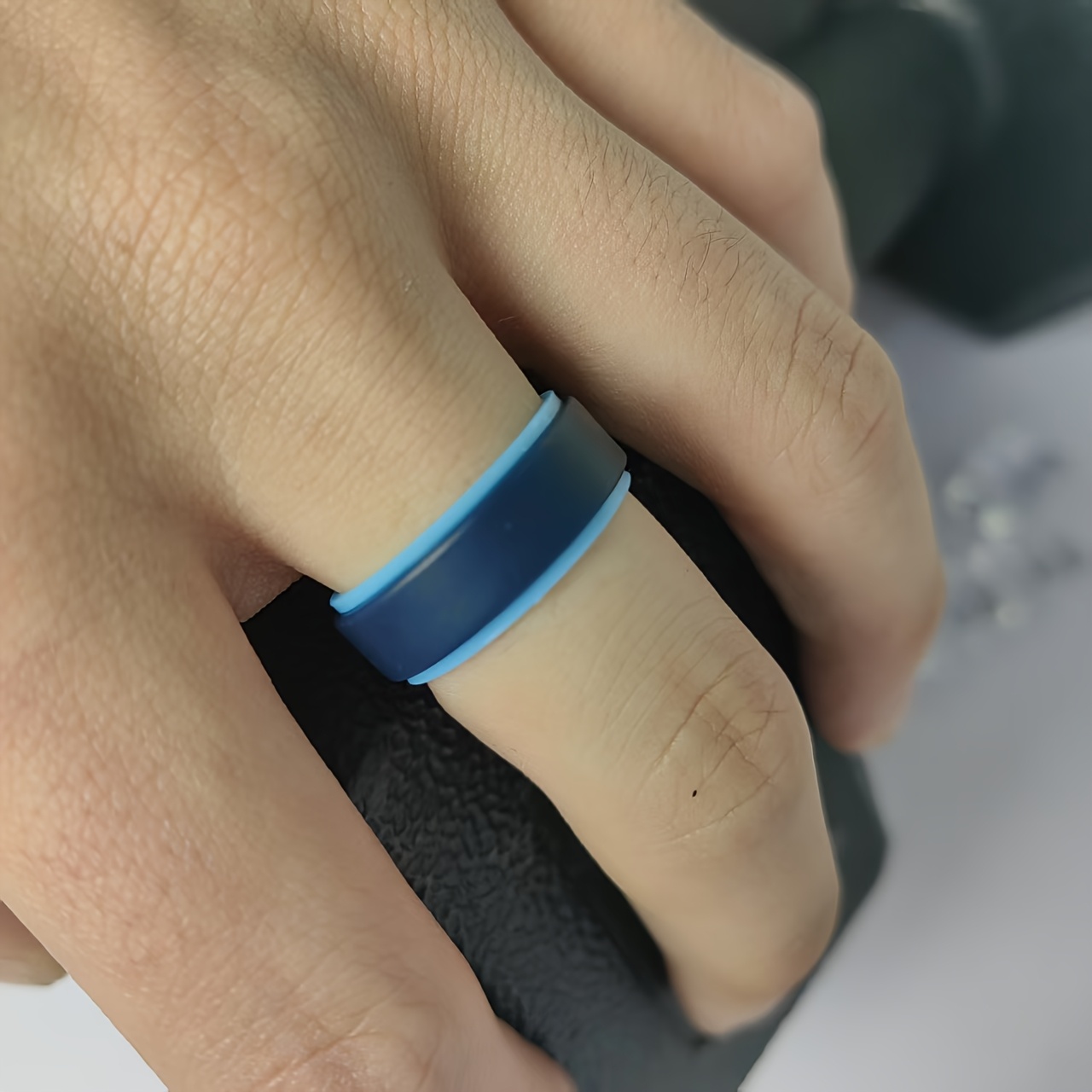 8mm Wide Flat Men's Silicone Ring for Sports