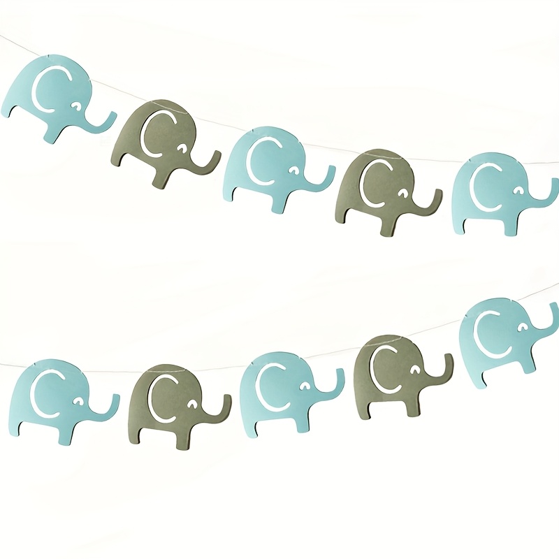 Image of 1 Set, Elephant Paper Banner Garland For Shower, 1st Birthday, Wedding Party, Decoration - No Electricity Needed, Gender Reveal Decor | Decorative Banner | Paper , Elephant Decor