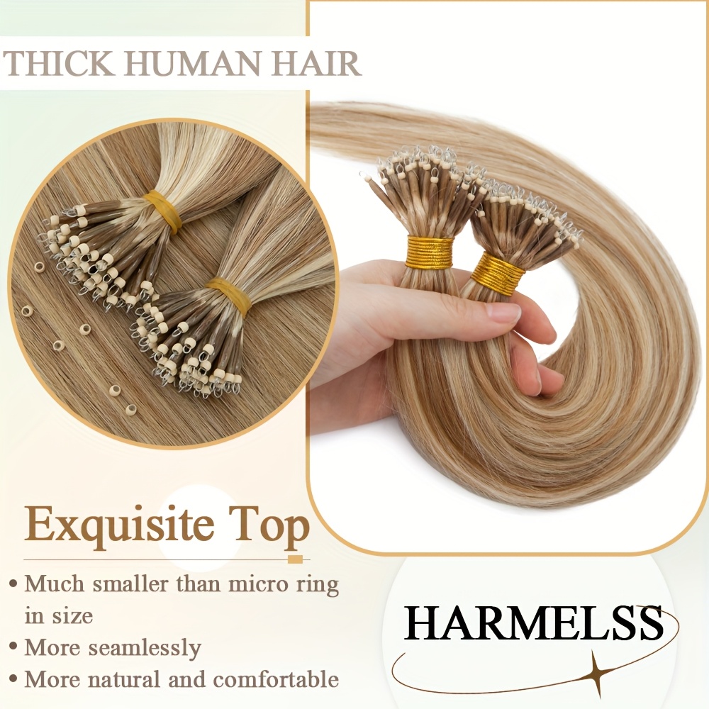 50 strands   beads 100   human hair extensions 50g pack thick     hair   balayage highlight blonde   halloween details 1