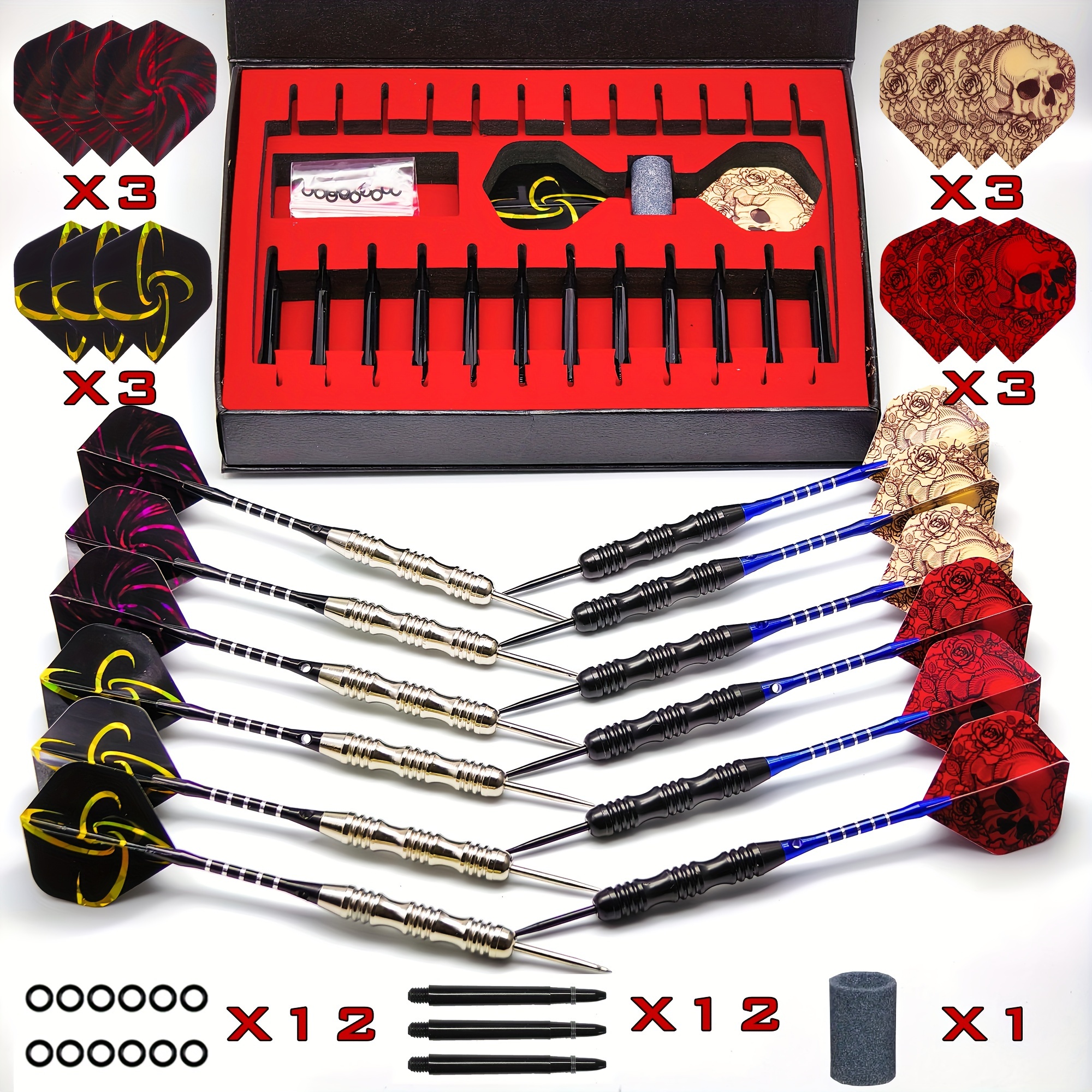 

12pcs 22g Professional Darts Set - Precision Iron Tip With Aluminum Alloy Shaft And Pet Flights - Dragon Gift Box - Ideal For All Skill Levels 14+ - Training And Ready