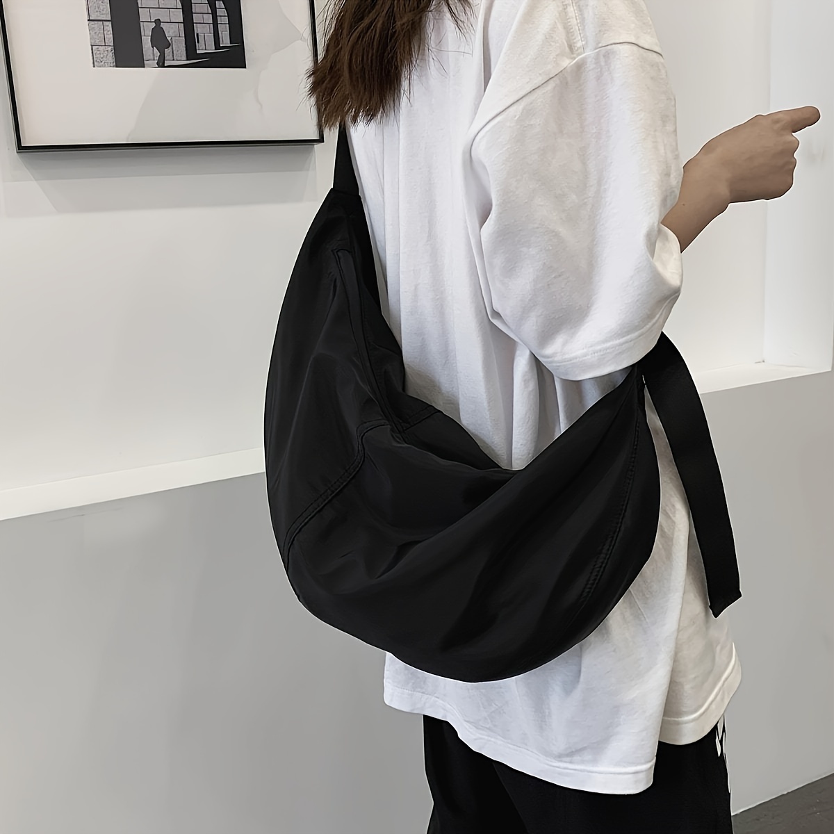 

Oversized Crossbody Bag For Men And Women, Casual Dumpling Shape Shoulder Bag, Sling Backpack For College