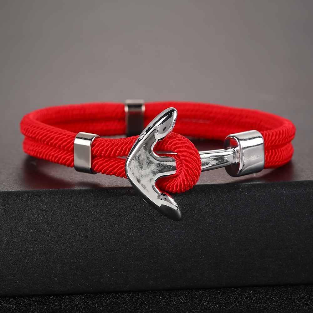 

1pc Men's Metal Anchor Cord Bracelet - Simple Elegant Outdoor Accessories