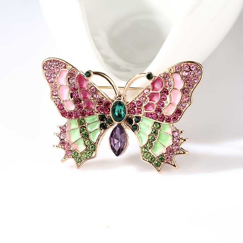 TEMU Boucle de manteau broche en émail vintage rétro européenne et américaine, insecte, papillon, dorée